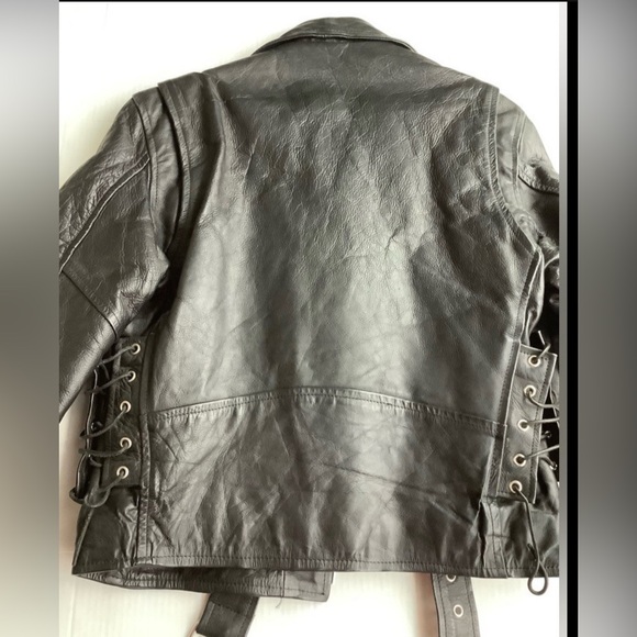Women’s black leather biker jacket, vintage. - Picture 2 of 11